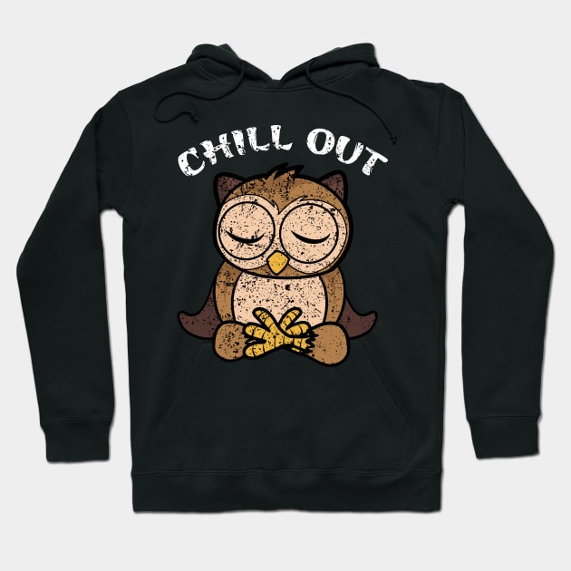 Meditation owl yoga chill out cartoon Hoodie by sevalyilmazardal